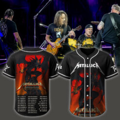 metallica m72 world tour baseball jersey june 20 2025 santa clara ca levis stadium demon flame no repeat weekend edition