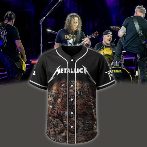 metallica m72 world tour baseball jersey june 27 2025 denver co empower field savage bear horde edition 1