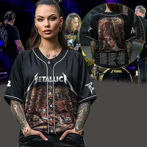 metallica m72 world tour baseball jersey june 27 2025 denver co empower field savage bear horde edition 3