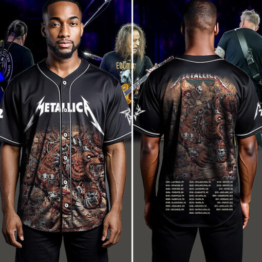 metallica m72 world tour baseball jersey june 27 2025 denver co empower field savage bear horde edition 4