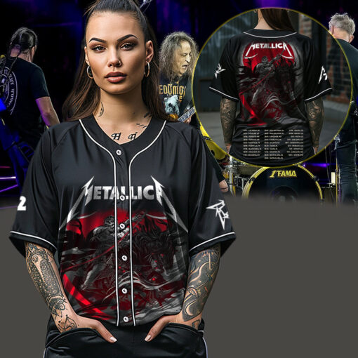 metallica m72 world tour baseball jersey june 27 29 2025 denver co empower field grim reaper horseman edition 3