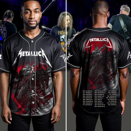 metallica m72 world tour baseball jersey june 27 29 2025 denver co empower field grim reaper horseman edition 4