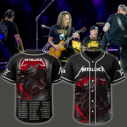 metallica m72 world tour baseball jersey june 27 29 2025 denver co empower field grim reaper horseman edition