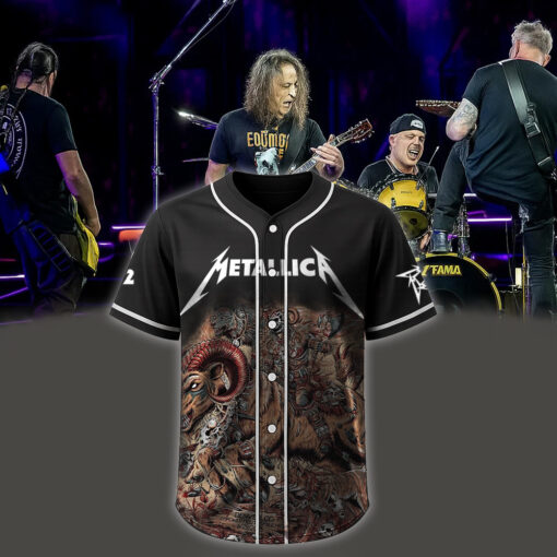 metallica m72 world tour baseball jersey june 29 2025 denver co empower field skullhorn forest beast edition 1