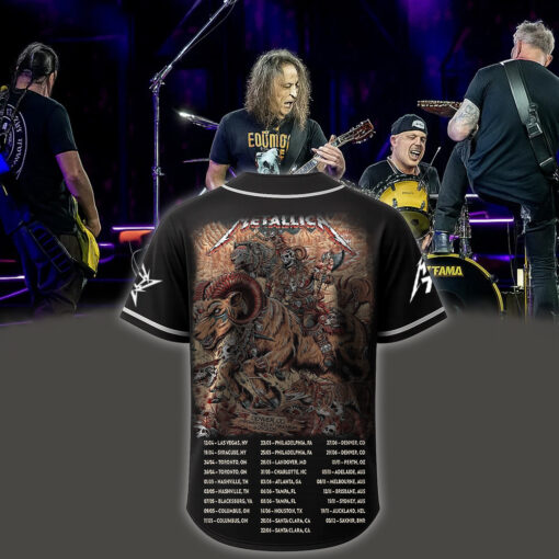 metallica m72 world tour baseball jersey june 29 2025 denver co empower field skullhorn forest beast edition 2