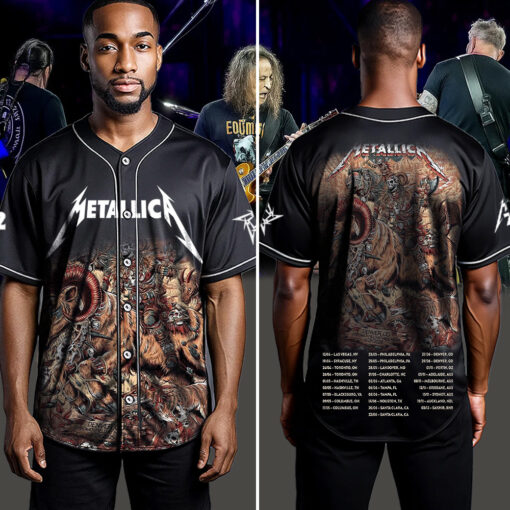 metallica m72 world tour baseball jersey june 29 2025 denver co empower field skullhorn forest beast edition 4