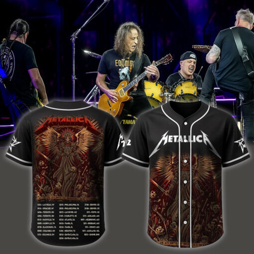 metallica m72 world tour baseball jersey june 3 2025 atlanta ga mercedes benz stadium dark angel warrior ft pantera suicidal tendencies