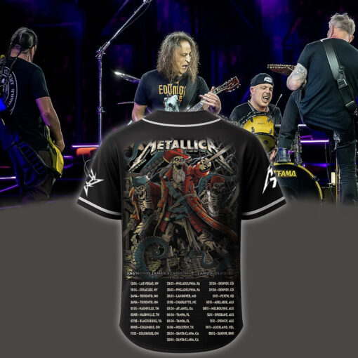 metallica m72 world tour baseball jersey june 6 2025 tampa fl raymond james stadium skeleton pirate crew edition 2
