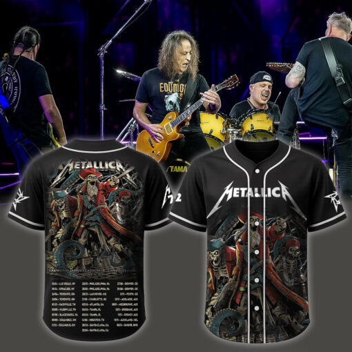 metallica m72 world tour baseball jersey june 6 2025 tampa fl raymond james stadium skeleton pirate crew edition