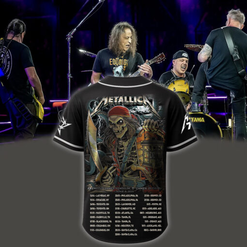 metallica m72 world tour baseball jersey june 8 2025 tampa fl raymond james stadium skeleton pirate lantern keeper edition 2