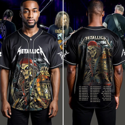 metallica m72 world tour baseball jersey june 8 2025 tampa fl raymond james stadium skeleton pirate lantern keeper edition 4