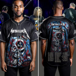 metallica m72 world tour baseball jersey may 1 3 2025 nashville tennessee nissan stadium skull stars of fire artwork 4