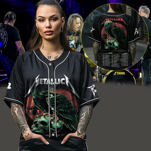 metallica m72 world tour baseball jersey may 23 2025 philadelphia pennsylvania lincoln financial field eagle liberty skull design 3