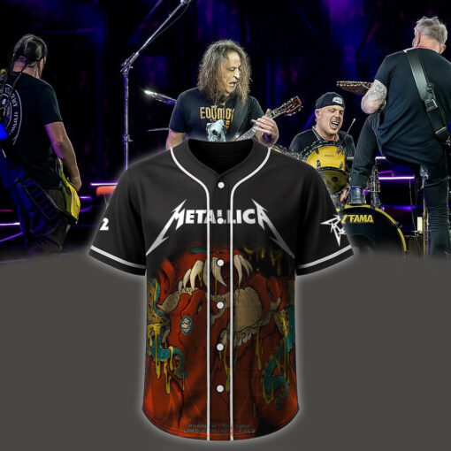 metallica m72 world tour baseball jersey may 23 2025 philadelphia pennsylvania lincoln financial field monster burger demon design 1