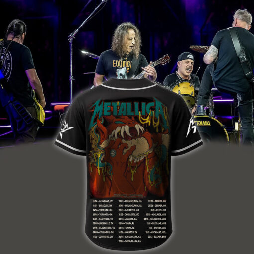 metallica m72 world tour baseball jersey may 23 2025 philadelphia pennsylvania lincoln financial field monster burger demon design 2