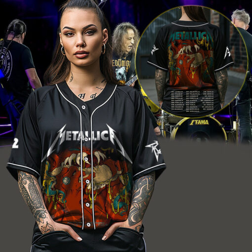 metallica m72 world tour baseball jersey may 23 2025 philadelphia pennsylvania lincoln financial field monster burger demon design 3