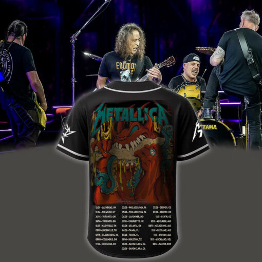 metallica m72 world tour baseball jersey may 25 2025 philadelphia pennsylvania lincoln financial field monster burger demon ii edition 2