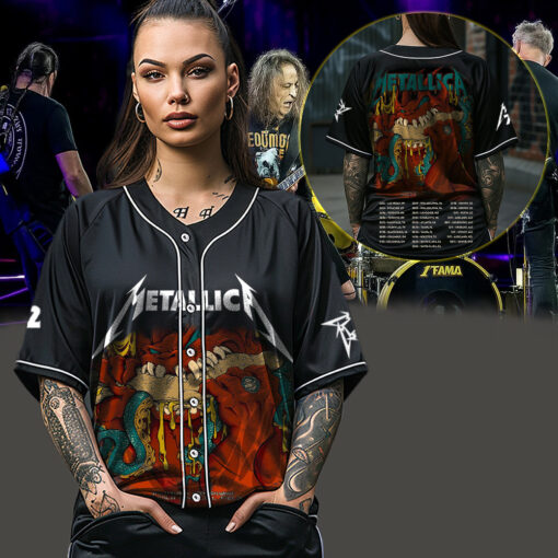 metallica m72 world tour baseball jersey may 25 2025 philadelphia pennsylvania lincoln financial field monster burger demon ii edition 3