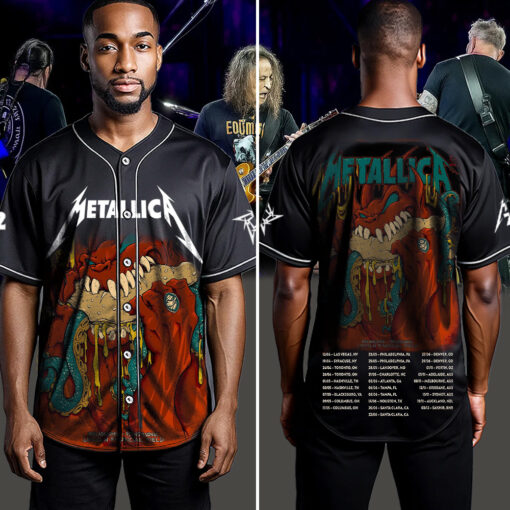 metallica m72 world tour baseball jersey may 25 2025 philadelphia pennsylvania lincoln financial field monster burger demon ii edition 4