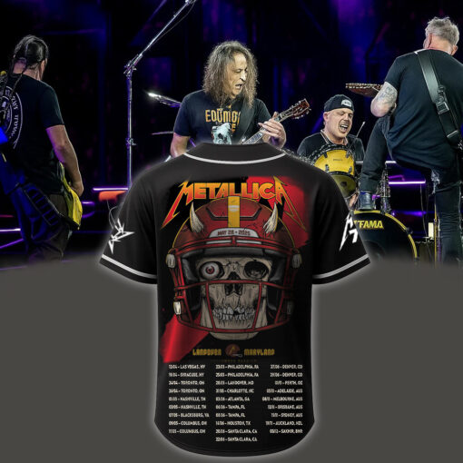 metallica m72 world tour baseball jersey may 28 2025 landover maryland northwest stadium football skeleton skull edition 2