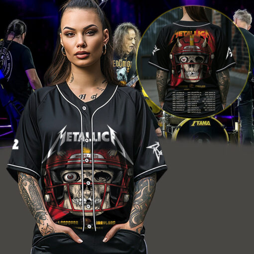 metallica m72 world tour baseball jersey may 28 2025 landover maryland northwest stadium football skeleton skull edition 3