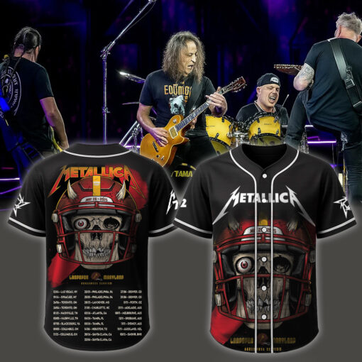 metallica m72 world tour baseball jersey may 28 2025 landover maryland northwest stadium football skeleton skull edition