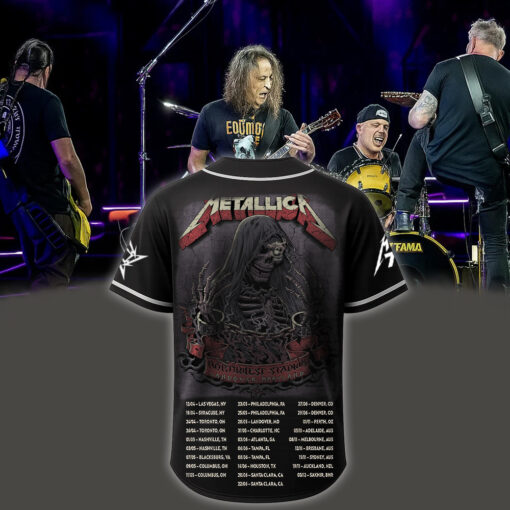 metallica m72 world tour baseball jersey may 28 2025 landover maryland northwest stadium grim reaper chains design feat pantera suicidal tendencies 2