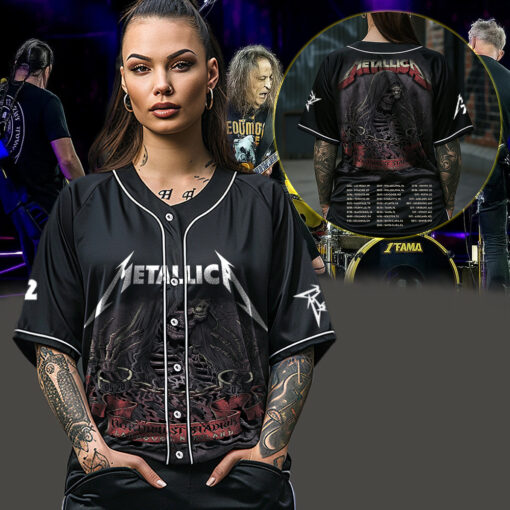 metallica m72 world tour baseball jersey may 28 2025 landover maryland northwest stadium grim reaper chains design feat pantera suicidal tendencies 3