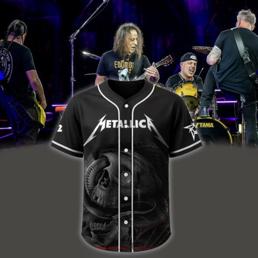 metallica m72 world tour baseball jersey may 3 2025 nashville tennessee nissan stadium coiled serpent skull abyss edition 1