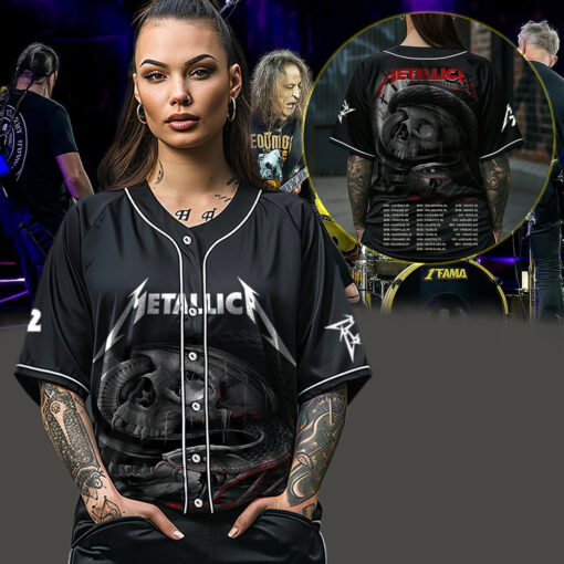 metallica m72 world tour baseball jersey may 3 2025 nashville tennessee nissan stadium coiled serpent skull abyss edition 3