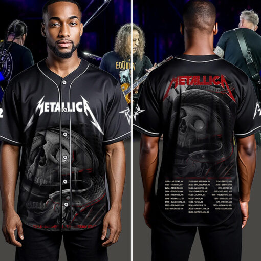 metallica m72 world tour baseball jersey may 3 2025 nashville tennessee nissan stadium coiled serpent skull abyss edition 4
