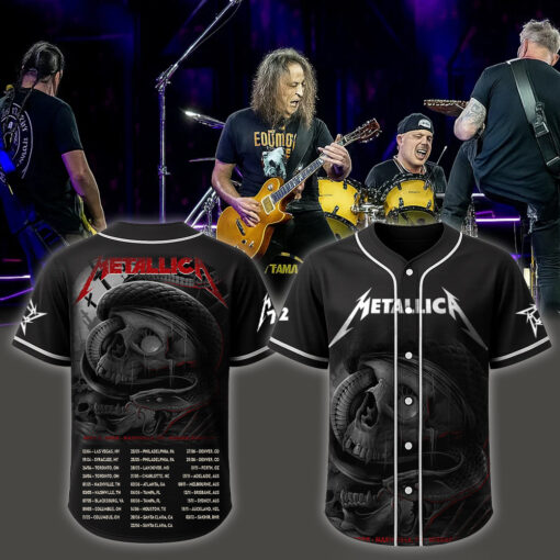 metallica m72 world tour baseball jersey may 3 2025 nashville tennessee nissan stadium coiled serpent skull abyss edition