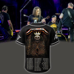 metallica m72 world tour baseball jersey may 31 2025 charlotte nc bank of america stadium crowned skeleton king design feat pantera suicidal tendencies 2