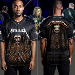metallica m72 world tour baseball jersey may 31 2025 charlotte nc bank of america stadium crowned skeleton king design feat pantera suicidal tendencies 4