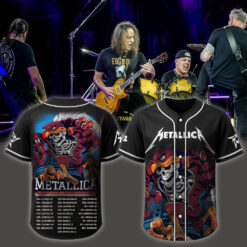 metallica m72 world tour baseball jersey may 7 2025 blacksburg virginia lane stadium skeleton hokie mascot edition