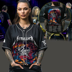 metallica m72 world tour baseball jersey may 7 2025 blacksburg virginia lane stadium skeleton hokie mascot edition 3