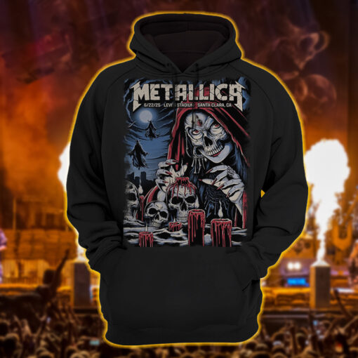 metallica m72 world tour hoodie shirt june 22 2025 santa clara california levis stadium red candle skull sorceress artwork