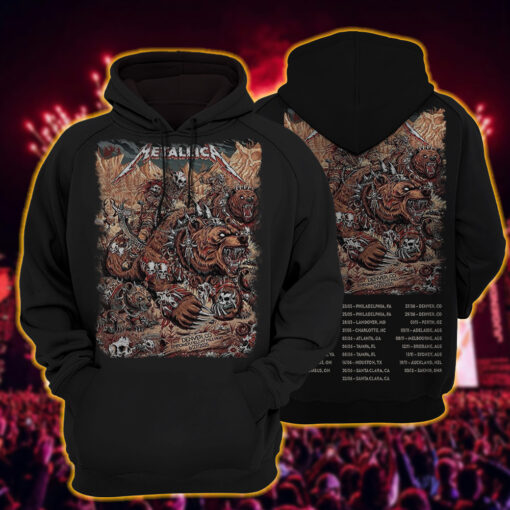 metallica m72 world tour hoodie shirt june 27 2025 denver colorado empower field at mile high barbarian bear riders artwork 3