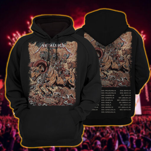 metallica m72 world tour hoodie shirt june 29 2025 denver colorado empower field at mile high skull ram warrior artwork 3