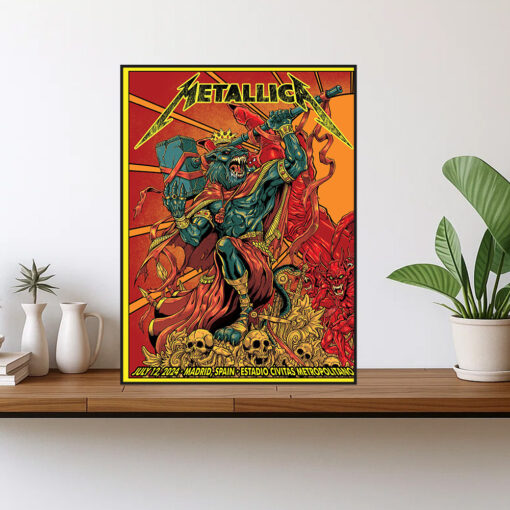 metallica m72 world tour july 12 2024 madrid spain estadio civitas metropolitano concert poster canvas wall art 1