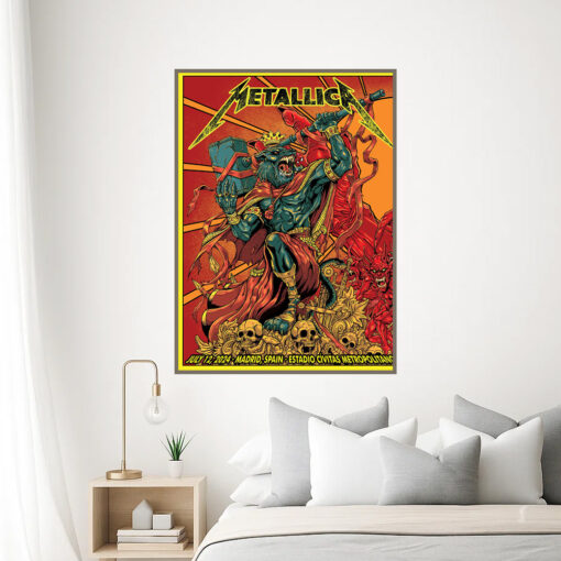metallica m72 world tour july 12 2024 madrid spain estadio civitas metropolitano concert poster canvas wall art 3