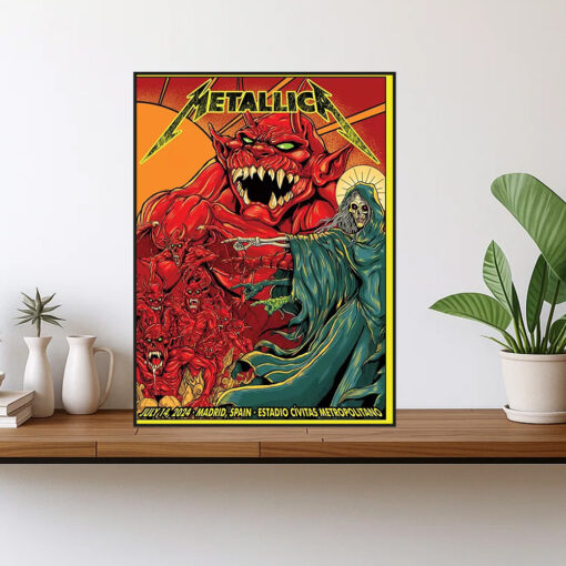 metallica m72 world tour july 14 2024 madrid spain estadio civitas metropolitano concert poster canvas wall art 1