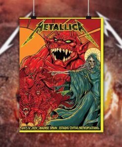 metallica m72 world tour july 14 2024 madrid spain estadio civitas metropolitano concert poster canvas wall art 2
