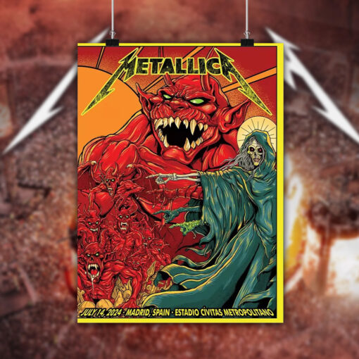 metallica m72 world tour july 14 2024 madrid spain estadio civitas metropolitano concert poster canvas wall art 2