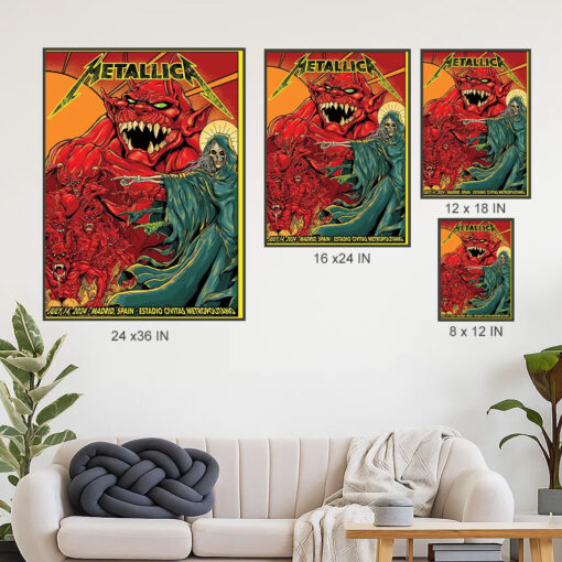 metallica m72 world tour july 14 2024 madrid spain estadio civitas metropolitano concert poster canvas wall art 4
