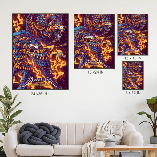 metallica m72 world tour july 7 2024 warsaw poland pge narodowy concert poster canvas wall art 4