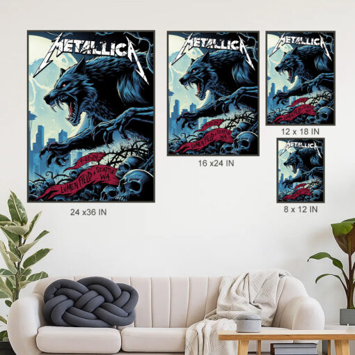 metallica m72 world tour september 1 2024 seattle washington lumen field werewolf 2 poster canvas wall art 4