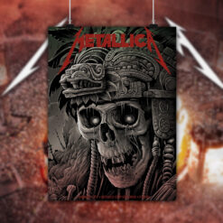 metallica m72 world tour september 22 2024 mexico city estadio gnp seguros aztec skull warrior poster canvas wall art 2
