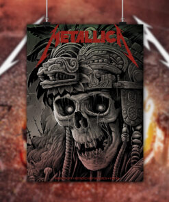 metallica m72 world tour september 22 2024 mexico city estadio gnp seguros aztec skull warrior poster canvas wall art 2