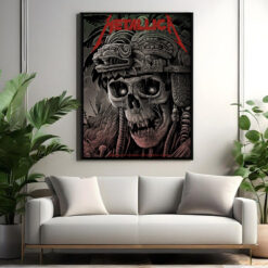metallica m72 world tour september 22 2024 mexico city estadio gnp seguros aztec skull warrior poster canvas wall art